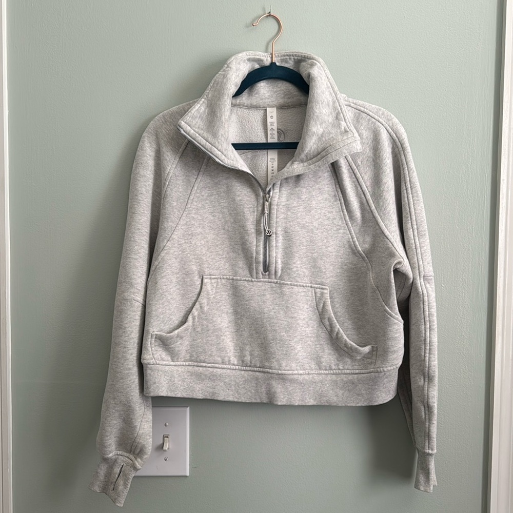 Lululemon Scuba Oversized Funnel Neck Cropped Quarter Zip Heather Gray XS/S